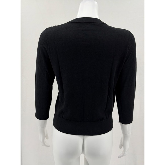 Kate Spade Sweater Womens Medium Black Benson Cardigan Embellished Silk Holiday - Picture 5 of 9